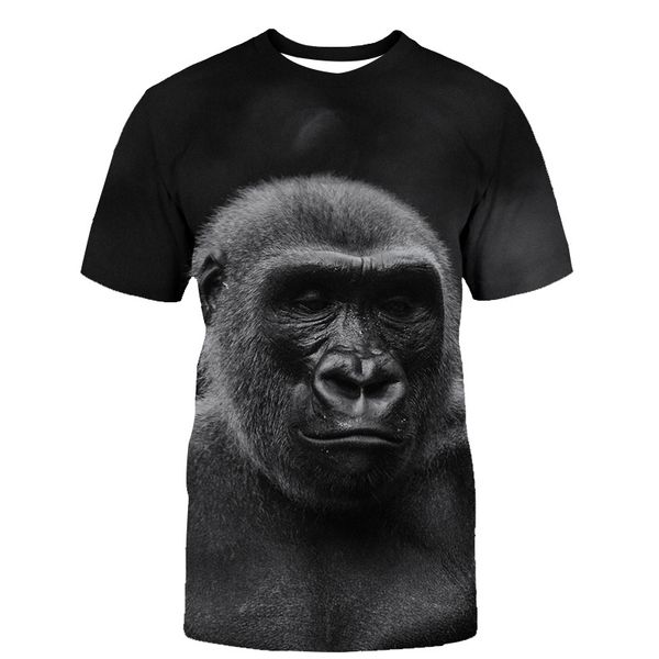 

monkey pattern men 3d print t-shirt graphic optical illusion short-sleeved party street punk goth round neck summer, White;black