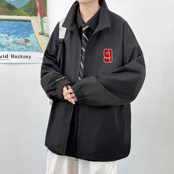 

stand collar coat men's spring and autumn brand light mature style versatile jacket loose street fashion man, Black;brown