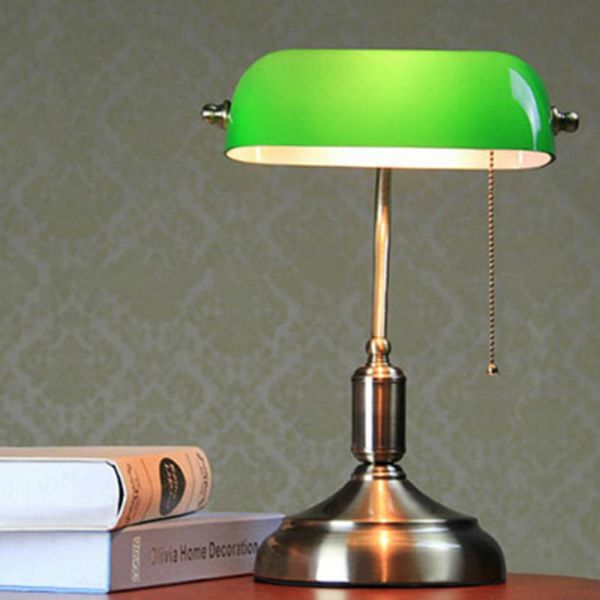 

table lamps vintage lamp e27 with switch green glass lampshade cover desk lights classical bedroom study home reading light wf