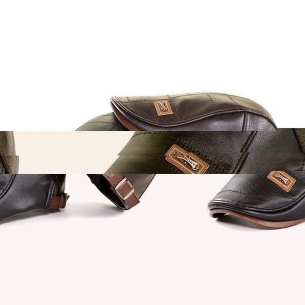 

berets men beret hat leather flat cap warm autumn winter male adjustable gatsby mens retro caps, Blue;gray