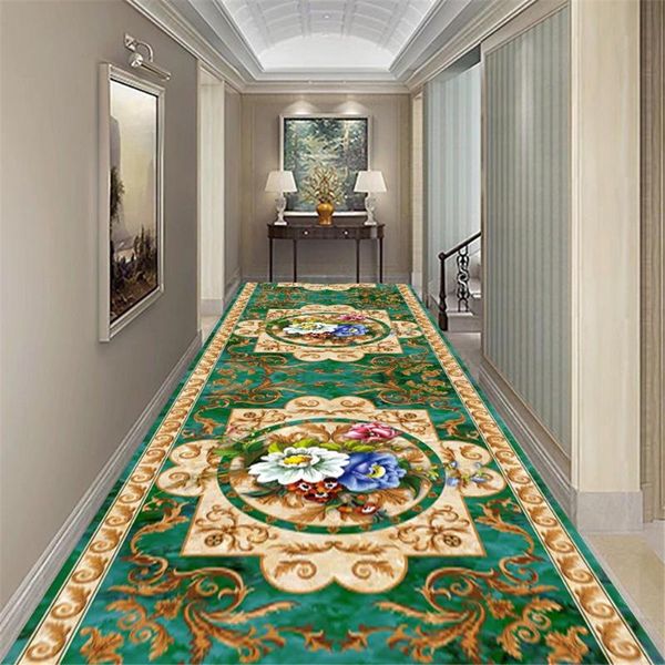

carpets national style flower kitchen bedside area rug living room carpet entrance doormat flannel anti-slip hallway decor corridor mat