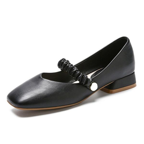 

dress shoes 2021 fashion single spring autumn women low heel square toe office lady slip on casual j155, Black