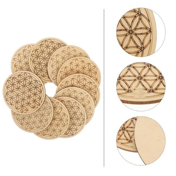 

mats & pads 10pcs wood exquisite carving cup mat household decorative tableware pad