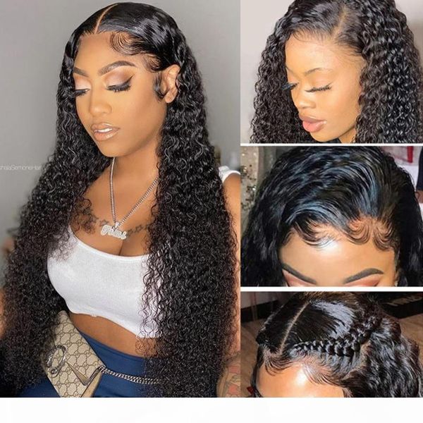 

kinky curly human hair wig brazilian remy deep curly with baby hair13x4 lace front human hair wigs for black women jerry curl