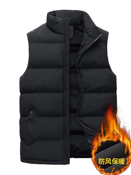 

men's vests winter style men's cotton vest jacket cotton-padded thickened waistcoat, Black;white