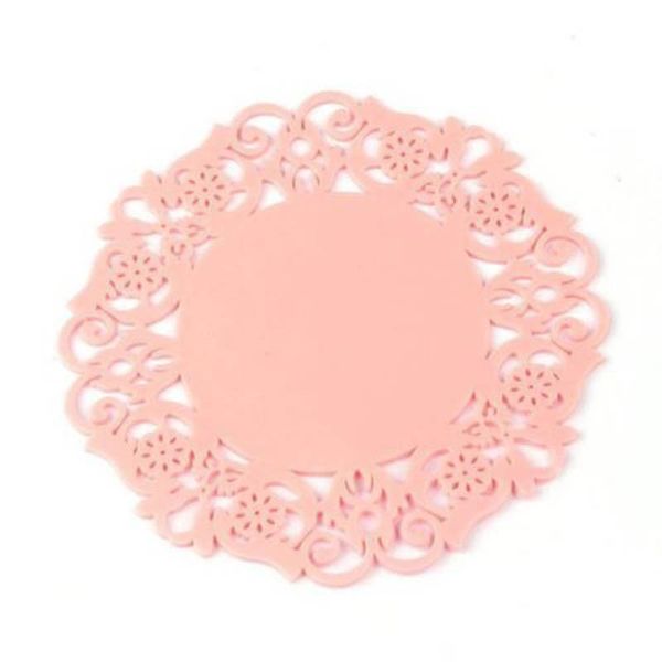 

mats & pads hollow lace flower design round silicone table cups heat resistant pjop