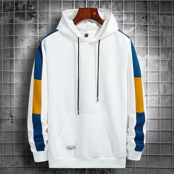 

long sleeve autumn and winter new fashion splicing pullover round neck plush thickened men's jacket hoodies print for men tracksuits, Black