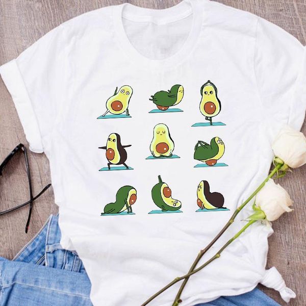 

women graphic avocado funny casual cartoon fruit clothes floral lady tees print clothing female t shirt womens t-shirt, White