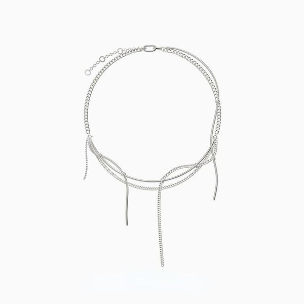 

chokers kvk knot tassel necklace 2021 fashion light luxury niche design sense neckwear feminine style clavicle chain, Golden;silver