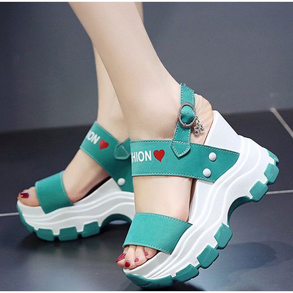 

2021 women sandals casual ladies shoes summer buckle strap high heels thick bottomn woman footwear new kjrl kxq2, Black