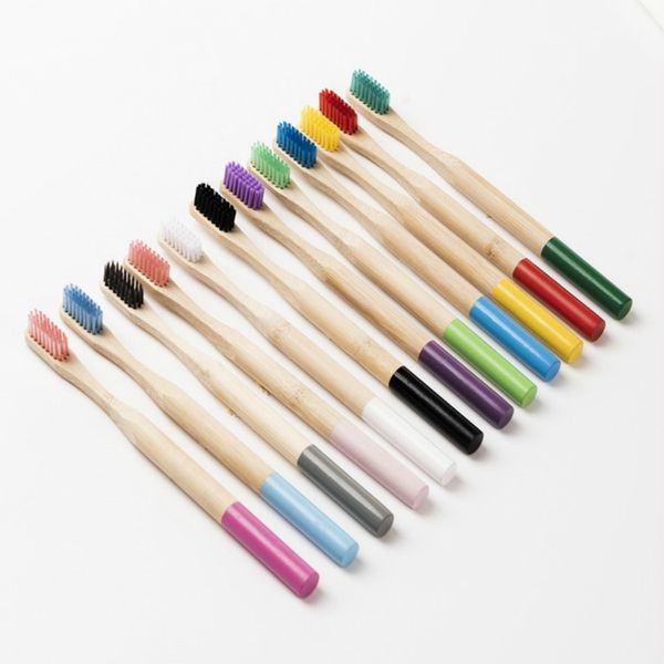 

10/5pcs bamboo toothbrush medium bristles biodegradable plastic-toothbrushes cylindrical low carbon eco bamboo handle brush