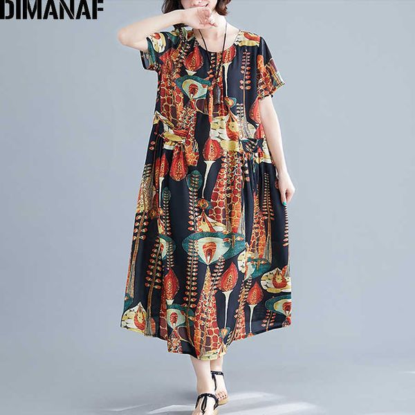 

plus size women dress summer sundress big loose fashion print beach female lady elegant holiday vestidos 210531, Black;gray