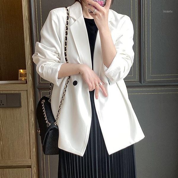 

women's suits & blazers lauri laki elegant formal office lady blazer jacket black white loose single button suit coats vintage plus siz, White;black