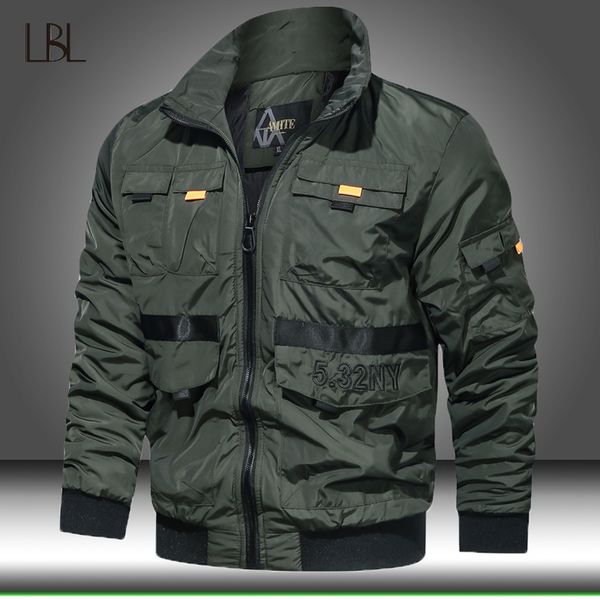 

tactical bomber green jackets mens autumn multi pocket military jacket men air force polit overcoats slim fit baseball coat kg-497, Black;brown