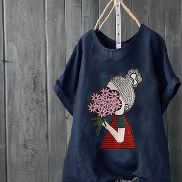 

blouse women summer 2021 casual plus size dog print loose linen button tunic shirt blouses boho clothing dames blouse zomer, White