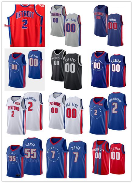 

75th custom mens womens detroitpistonsjersey 2 cade cunningham 55 luka garza 7 killian hayes 5 frank jackson basketball jerseys, Black;red