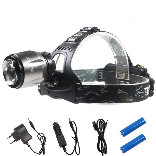 

led light rotation zoom charging long-range waterproof t6 headlights fishing lights