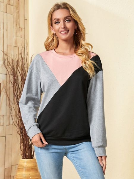 

emery rose colorblock drop shoulder sweatshirt i22h#, White;black