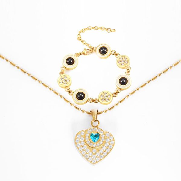 

pendant necklaces aradoo 2pcs energy bracelet + necklace combination, Silver