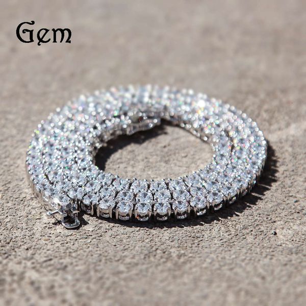 

hip hop copper zircon row necklace ins tennis chain multi specification tennis chain, Silver