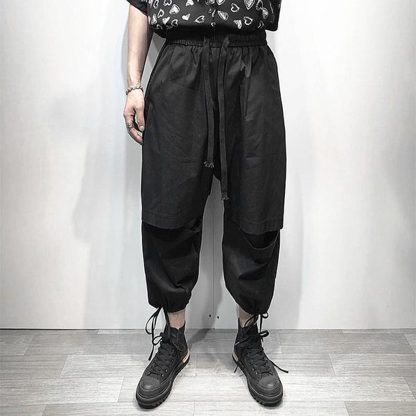 

men's pants harun spring and autumn classic dark personality stitching design fashion casual large size, Black