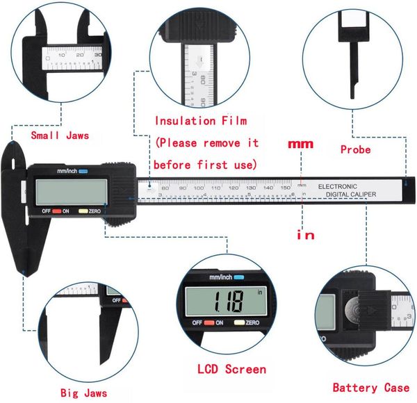 

150mm 100mm electronic digital caliper 6 inch carbon fiber vernier caliper gauge micrometer measuring tool digital ruler