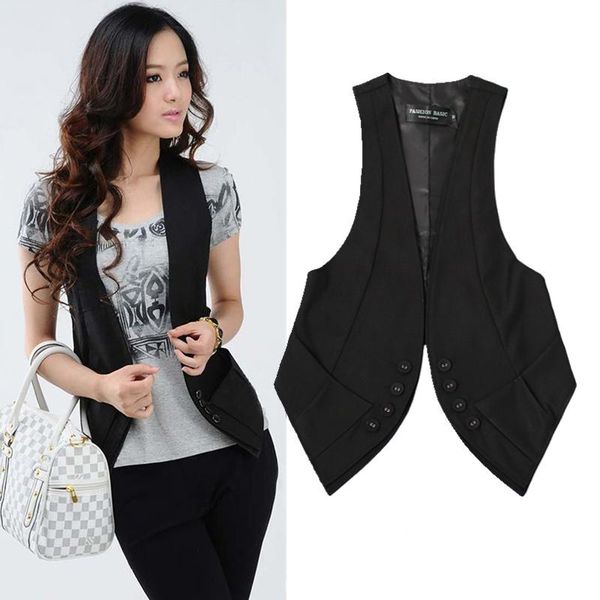 

women's vests the spring and autumn slim suit vest short paragraph big yards women, Black;white