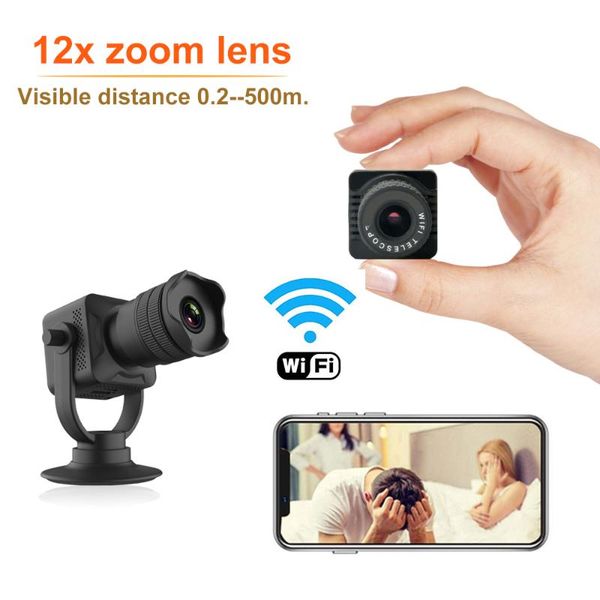 

cameras 720p 12x zoom lens wireless point-to-point mini camcorder ip camera wifi audio video recorder supports mobile phone control
