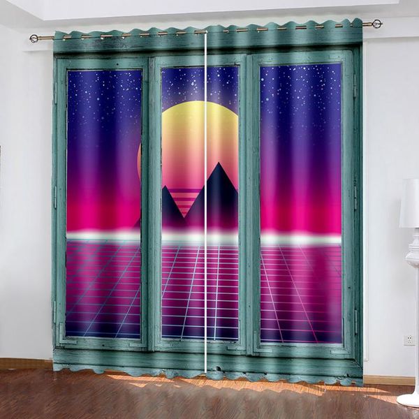 

curtain & drapes 3d personalized window style landscape printing bedroom living room custom suit with hook accessories