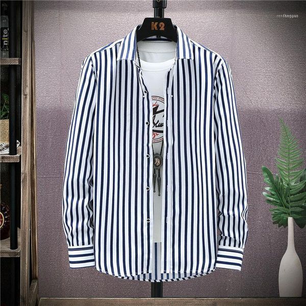

men's casual shirts 2021 spring autumn striped shirt men cotton male long sleeve man clothes drop1, White;black