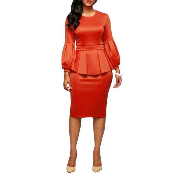 

casual dresses woman dress 2021 spring solid slim high waist ruffles office pencil fake 2 pieces vintage long party, Black;gray