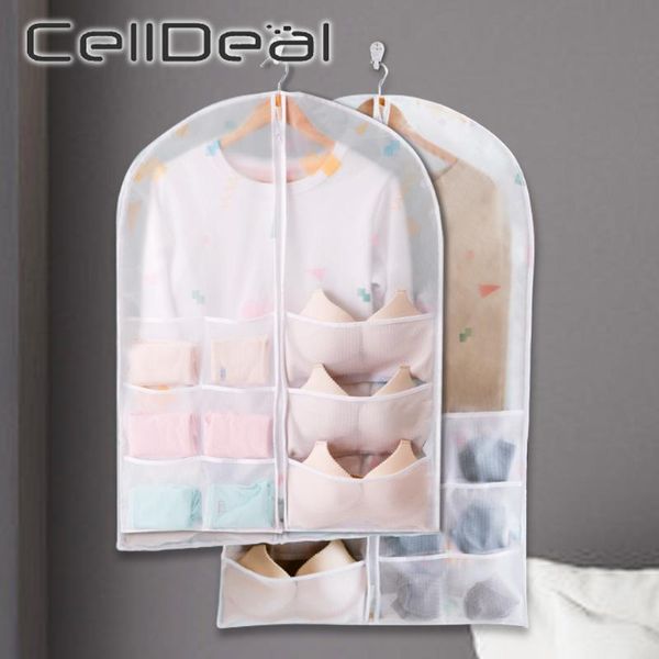 

1/3pcs set 9 pockets storing hanging storage bag foldable multifunction dustproof washable closet wardrobe organizer with pouch