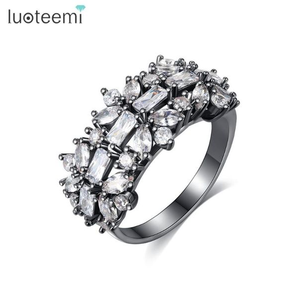 

cluster rings luoteemi design trendy adjustable ring for women party or dating shiny cz gun black jewelry famale anillos mujer christmas gif, Golden;silver