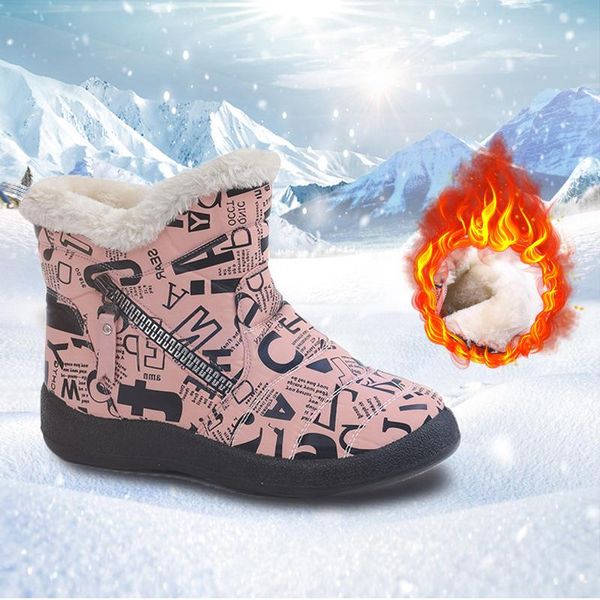 

boots 2021 women fashion waterproof snow for winter shoes casual lightweight ankle botas mujer warm, Black