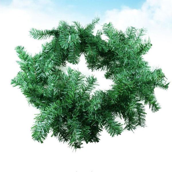 

2.7m 160 heads green rattan christmas garland fireplace wreath hanging pendant for door wedding festival decoration -30