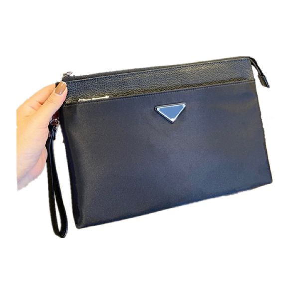 

designer men's black briefcases clutch bags business purses wallets triangle pattern briefcase medium size bag high quality