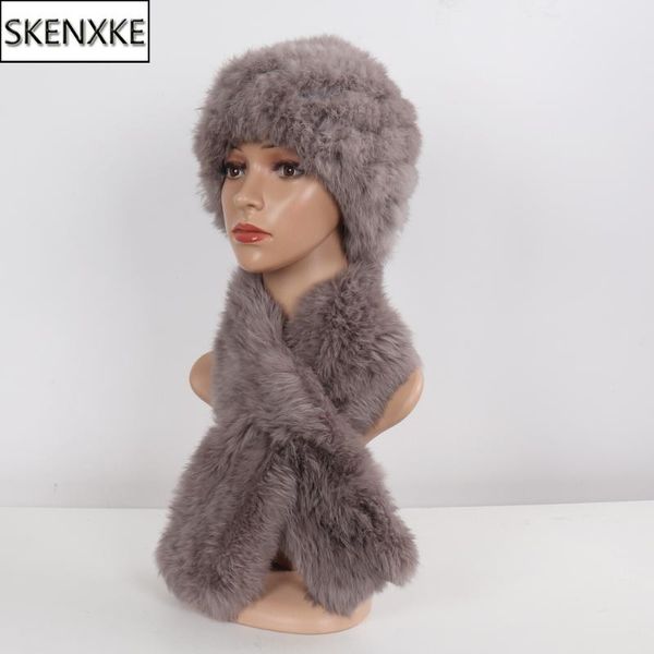 

hats, scarves & gloves sets women winter real fur hat scarf natural rbbit lady warm cap muffler 2 piece, Blue;gray