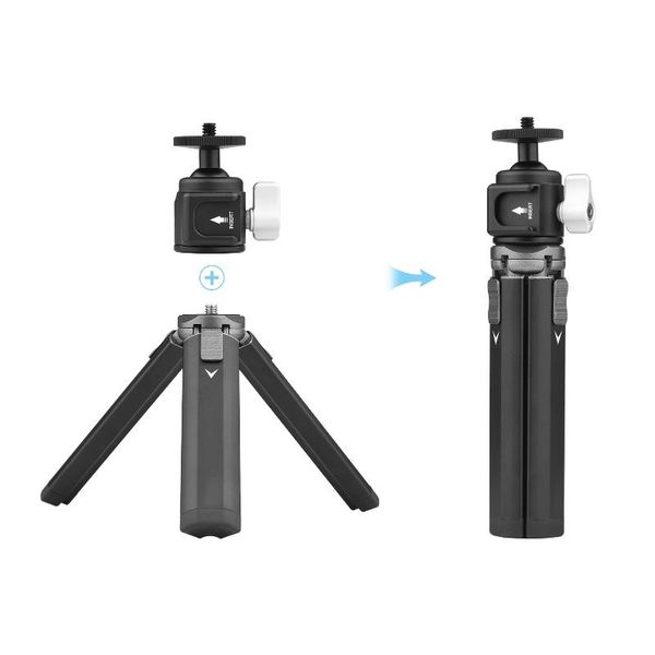 

tripods mini tripod stand sturdy aluminum alloy with ball head cold shoe mount 1/4 inch screw for cameras cellphones pography