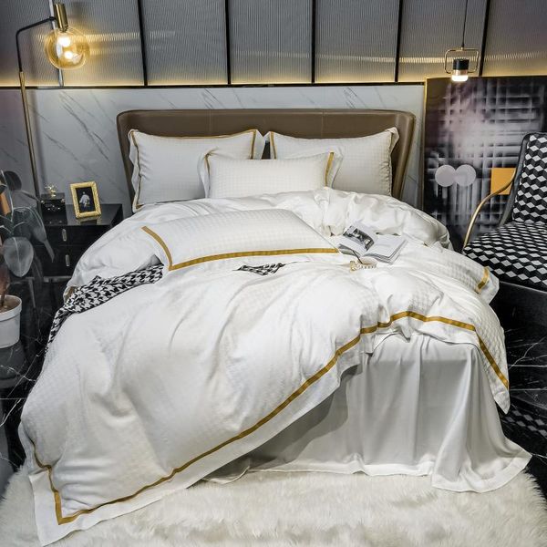 

bedding sets 2021 four-piece simple cotton double household bed sheet quilt cover embroidered twill comfortable white color