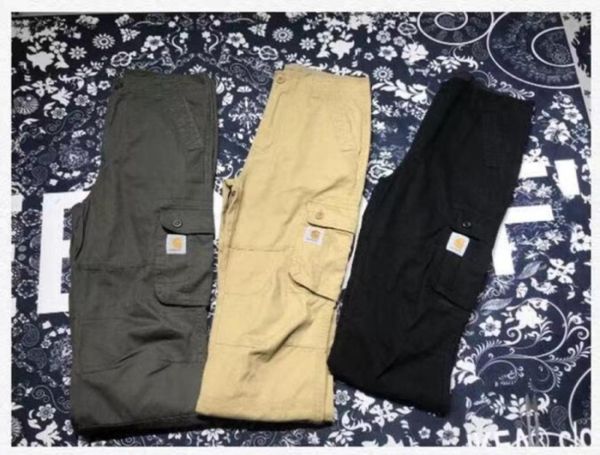 

men's pants military style overalls european and american trendy brand multi-pocket leggings loose casual couple trousers, Black