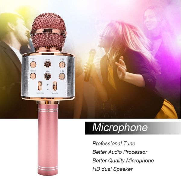 

microphones wireless karaoke microphone bluetooth handheld portable speaker player with dancing record function for kids home ktv radio