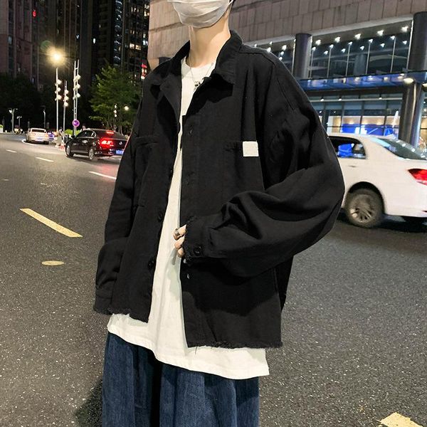 

men's jackets windbreaker jacket ins retro tooling shirt trend loose edging spring and autumn korean casual, Black;brown