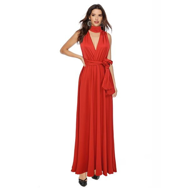 

new ladies long dress women bridesmaid formal multi way wrap convertible infinity maxi dress party bandage dresses vestidos 210416, Black;gray