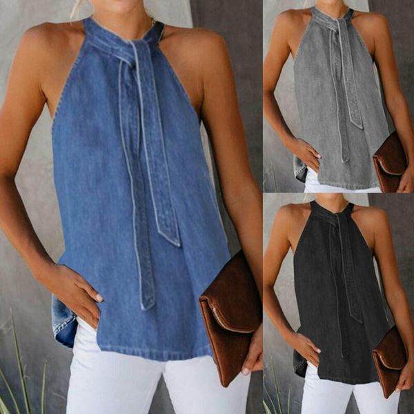 

women's blouses & shirts 2021 style halter cold shoulder slim fit sleeveless tee blouse shirt summer fashion clothes, White