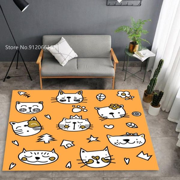 

carpets cartoon cats print carpet for living room bedroom area rugs home textile anti-slip washable floor bedside mat
