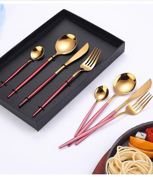 

spoons gold cutlery sets stainless steel set green dinnerware spoon and fork fruit forks knives