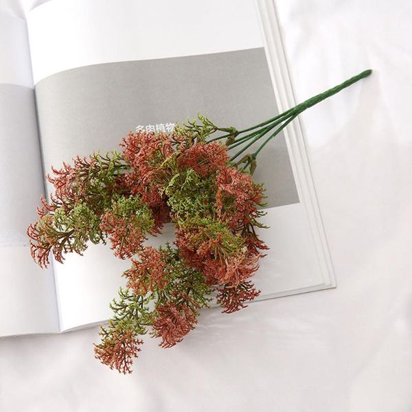 

decorative flowers & wreaths 2pcs artificial plant grass home office ornament wedding party plastic bundle, rose red