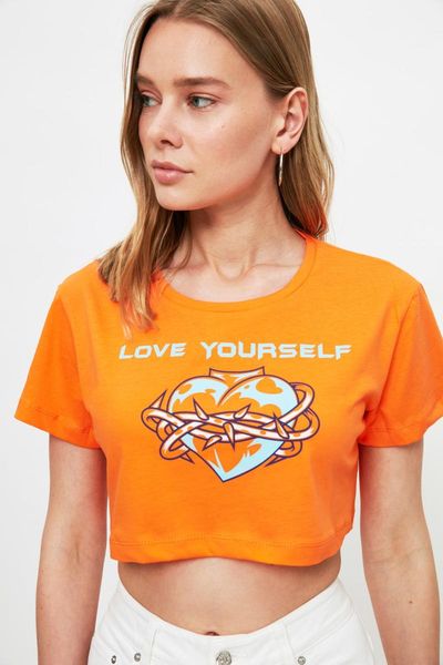 

women's t-shirt trendyol crop knitted twoss21ts3202, White