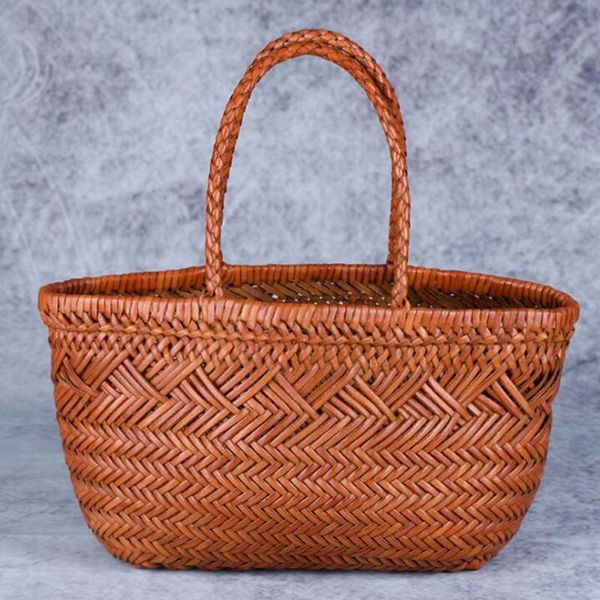 

evening bags weave genuine leather handbag tote euro fashion shoulder bag for women 2021 brown luxury beach handle shopping