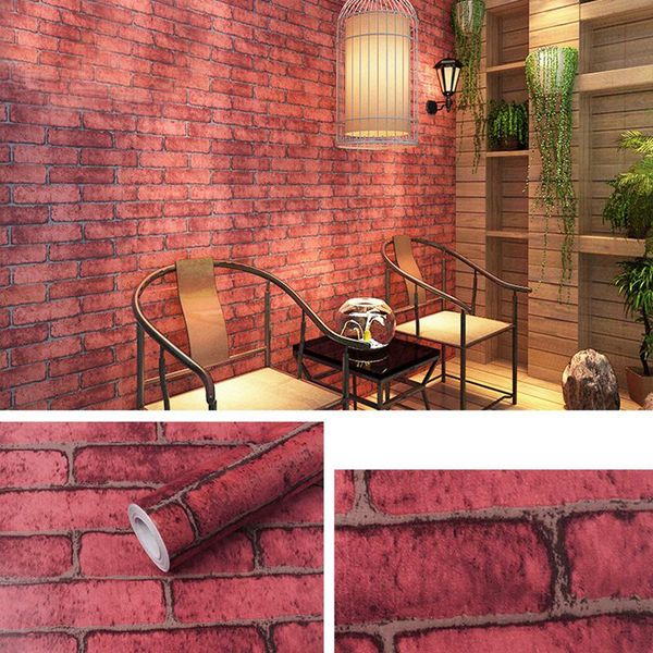 

wallpapers home decor pvc wood grain wall paper brick stone wallpaper self-adhesive living room bedroom stickers decoration 0.45*10m